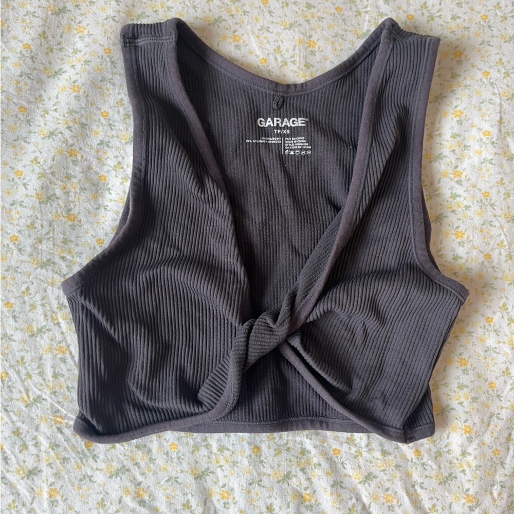 NWOT XS Garage Cross Crop Grey Party Top🖤